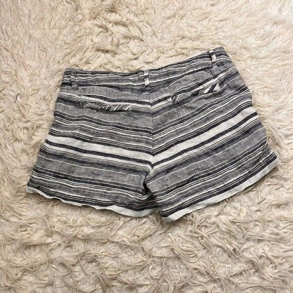 Artisan Ny Women’s Boho Striped Blue & White Linen Summer Short Mid Rise Size 4 - Picture 2 of 10